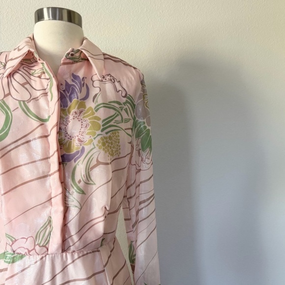 Sabina Musayev NWT Abbey Long Sleeve Floral Shimmer Mini Dress Blush Print XS - Picture 4 of 9